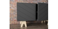 TV Console 72"L 119273 (Charcoal Grey and Russian Birch Plywood)